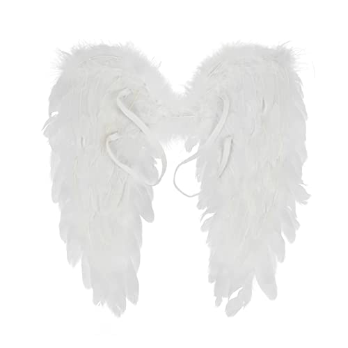CHICTRY Halloween Feder Engelsflügel 45 * 45/55 * 55cm Federflügel Angel Wings Engelsflügel Weihnachten Karneval Fasching Festival Size B Weiß A One Size von CHICTRY