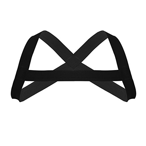 CHICTRY Herren Brust Harness Nylon Body Geschirr Brustgurt Männer Unterwäsche Stretch Oberteil Clubwear Schwarz Weiß Schwarz Einheitsgröße von CHICTRY