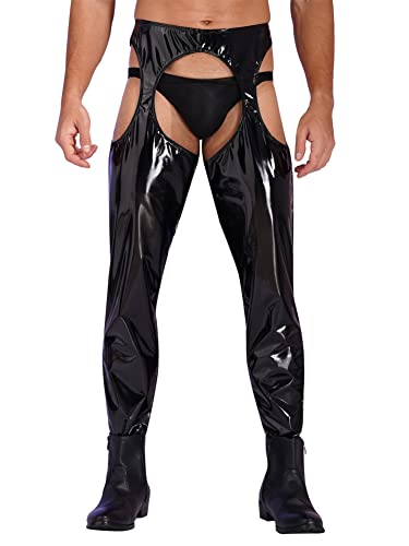CHICTRY Herren Pu Lederhose Offener Schritt Leggings Sexy Dessous Ouvert Pantyhose Lack Latex Unterhose Lang Party Clubwear Schwarz 4XL CHICTRY Herren Pu Lederhose Offener Schritt Leggings Sexy Dessous Ouvert Pantyhose Lack Latex Unterhose Lang Party Clubwear Schwarz 4XL von CHICTRY