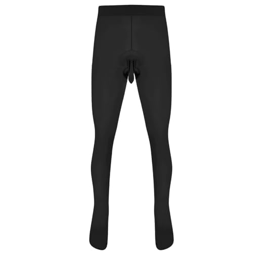 CHICTRY Herren Strumpfhosen mit offen/geschlossene Penishülle Transparent Lange Kompression-Leggings Funktionswäsche Schwarz Nude A Schwarz (Geschlossene) One Size von CHICTRY