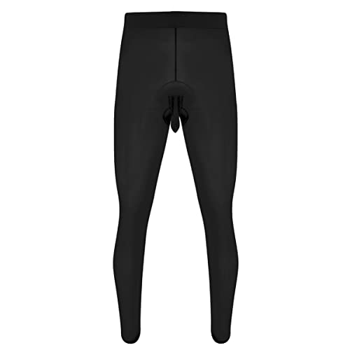 CHICTRY Herren Strumpfhosen mit offen/geschlossene Penishülle Transparent Lange Kompression-Leggings Funktionswäsche Schwarz Nude B Schwarz (Geschlossene) One Size von CHICTRY