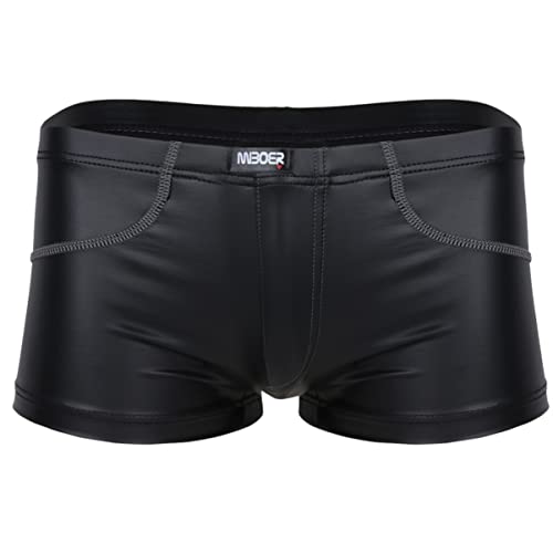 CHICTRY Herren Wetlook Boxershorts Hose Lackleder Shorts Glänzend Männer Badehose Clubwear Boxer Briefs Pants Gr. M-XXL Schwarz M von CHICTRY