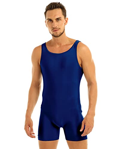 CHICTRY Herren Wrestling Singuletts Athletic Supporters Slim Fit Sport Bodysuit Einteilige ärmellose Active Wrestling Trikot Gewichtheben Jumpsuits Marine Blau M von CHICTRY