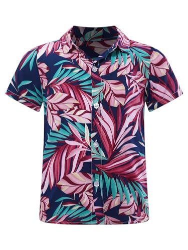 CHICTRY Jungen Kurzarm Hawaii Hemd Kinder Sommer Freizeit Knopfleiste Shirt Reverskragen Sommerhemd Casual Streetwear Typ A 146-152 von CHICTRY