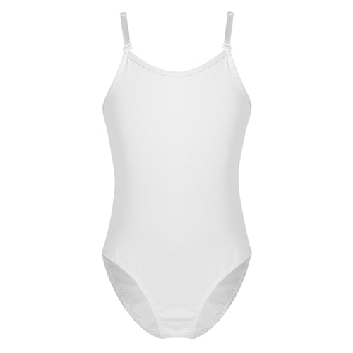 CHICTRY Kinder Ballettanzug Mädchen Ärmellos Ballett Trikot Body Einfarbig Tanzbody Stretch mit verstellbar Träger Dancewear Gr. 116-164 Elfenbein 170 von CHICTRY