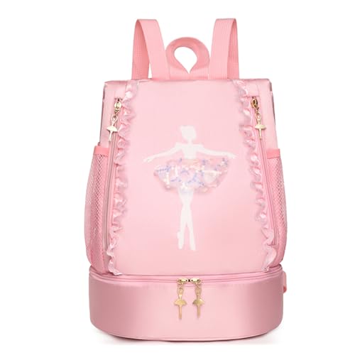 CHICTRY Kinder Balletttasche Ballett Rucksack Sportliche Umhängetasche Tanztasche Sporttasche für Mädchen Sport Fitness Gymnastik Rosa K Einheitsgröße von CHICTRY