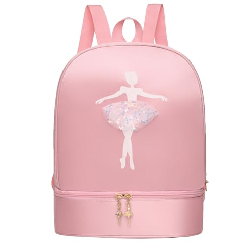 CHICTRY Kinder Balletttasche Ballett Rucksack Sportliche Umhängetasche Tanztasche Sporttasche für Mädchen Sport Fitness Gymnastik Rosa L Einheitsgröße von CHICTRY