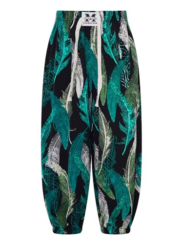CHICTRY Kinder Junge Mädchen Sommerhose Lang Hippie Boho Hose Motiv Pumphose Haremshose Kinder Harem Pants Mit Kordelzug Gr.110-170 Geben Sie H EIN 170 von CHICTRY