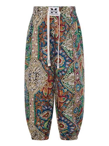 CHICTRY Kinder Junge Mädchen Sommerhose Lang Hippie Boho Hose Motiv Pumphose Haremshose Kinder Harem Pants Mit Kordelzug Gr.110-170 Typ B 110-116 von CHICTRY