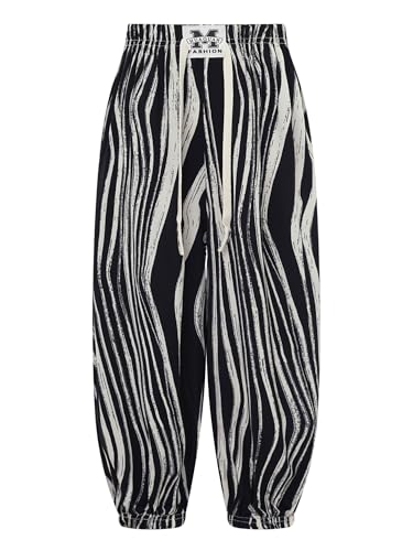 CHICTRY Kinder Junge Mädchen Sommerhose Lang Hippie Boho Hose Motiv Pumphose Haremshose Kinder Harem Pants Mit Kordelzug Gr.110-170 Typ E 158-164 von CHICTRY