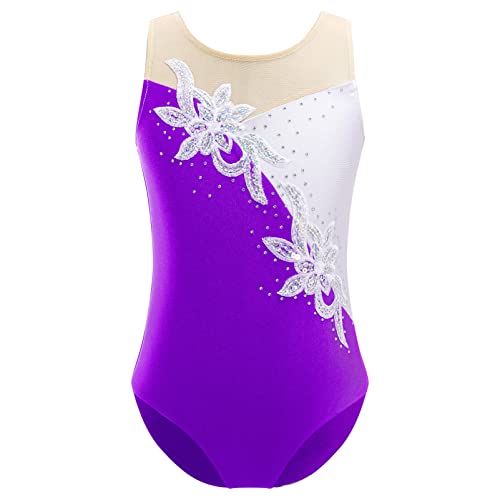 CHICTRY Kinder Mädchen Turnanzug Ärmellos Ballettanzug Pailetten Strass Blumen Glitzer Gymnastikanzug Mesh Spleiß Trikotanzug Ice Skating Outfit Tanz Violett 134-140 CHICTRY Kinder Mädchen Turnanzug Ärmellos Ballettanzug Pailetten Strass Blumen Glitzer Gymnastikanzug Mesh Spleiß Trikotanzug Ice Skating Outfit Tanz Violett 134-140 von CHICTRY