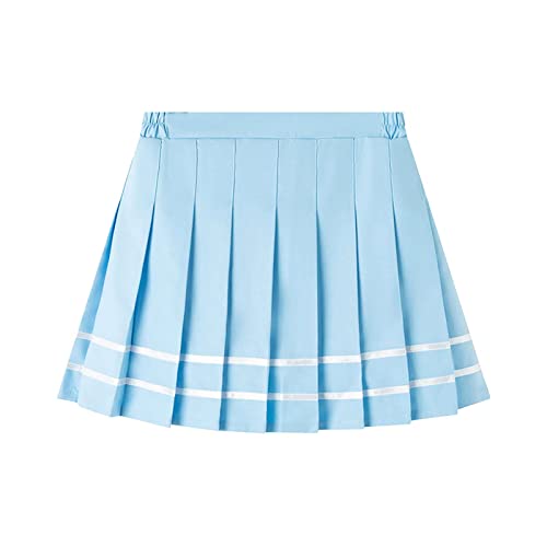 CHICTRY Kinder Mädchen Faltenrock Kariert Schuluniform Kurze Hohe Taille gefaltete Skater Tennis Schule Rock Tanzrock Mit/Ohne Ihnenshorts Blau 134-140 von CHICTRY