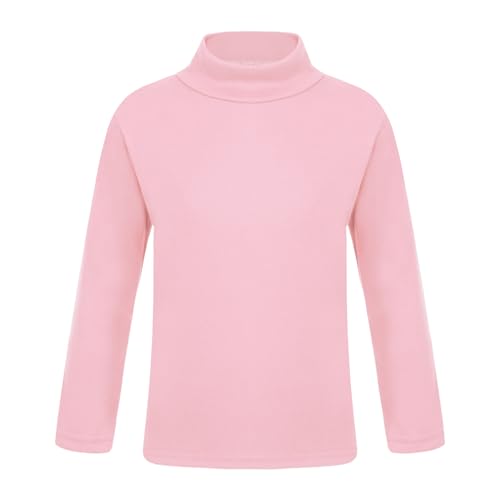 CHICTRY Kinder Mädchen Junge Langarm Thermoshirt Warm Rollkragen Thermo Unterhemd Winter Einfarbig Tank Crop Top Funktionsshirt T-Shirt Slim Fit Rosa F 134-140 von CHICTRY