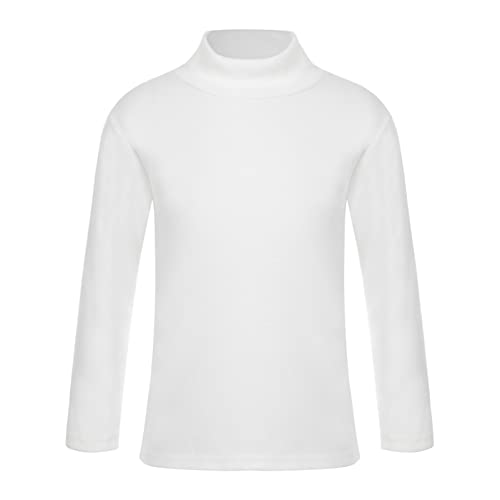 CHICTRY Kinder Mädchen Junge Langarm Thermoshirt Warm Rollkragen Thermo Unterhemd Winter Einfarbig Tank Crop Top Funktionsshirt T-Shirt Slim Fit Weiß F 134-140 von CHICTRY