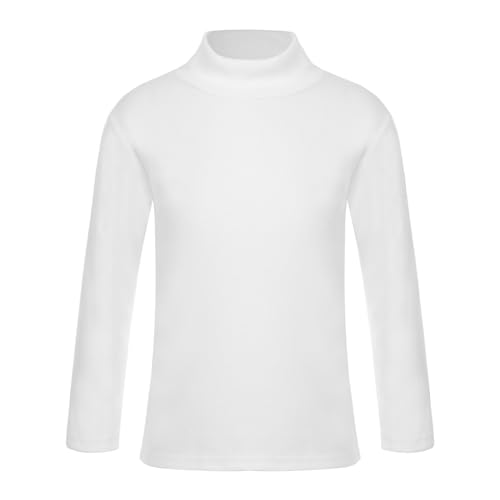 CHICTRY Kinder Mädchen Junge Langarm Thermoshirt Warm Rollkragen Thermo Unterhemd Winter Einfarbig Tank Crop Top Funktionsshirt T-Shirt Slim Fit Weiß F 134-140 von CHICTRY