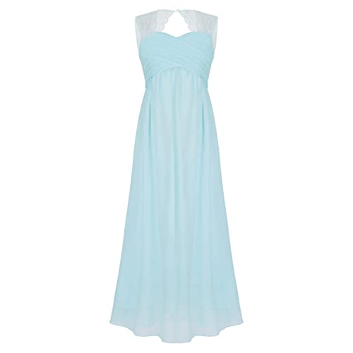 CHICTRY Kinder Mädchen Kleider Festlich Lange Brautjungfernkleid Hochzeit Blumenmädchenkleid Prinzessin Partykleid Ballkleid Tüll Festzug Z_Himmelblau 158-164 von CHICTRY
