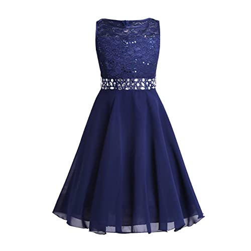 CHICTRY Kinder Mädchen Prinzessin Spitze Blumenmädchenkleider für Hochzeits Brautjungfern Festzug Festliches Partykleider Ärmellos Marineblau 140 CHICTRY Kinder Mädchen Prinzessin Spitze Blumenmädchenkleider für Hochzeits Brautjungfern Festzug Festliches Partykleider Ärmellos Marineblau 140 von CHICTRY