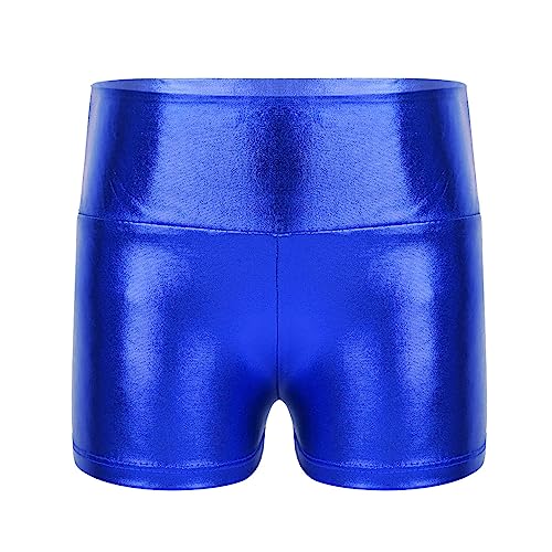 CHICTRY Kinder Mädchen Shorts Ballett Athletic Fitness Tanzhose Metallic Glänzend Kurze Hose Shiny Hot Pants Gymnastik Turnhose Dancewear Gr. 98-164 Blau 152 von CHICTRY