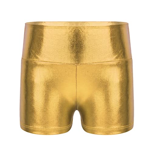 CHICTRY Kinder Mädchen Shorts Ballett Athletic Fitness Tanzhose Metallic Glänzend Kurze Hose Shiny Hot Pants Gymnastik Turnhose Dancewear Gr. 98-164 Gold 140 von CHICTRY