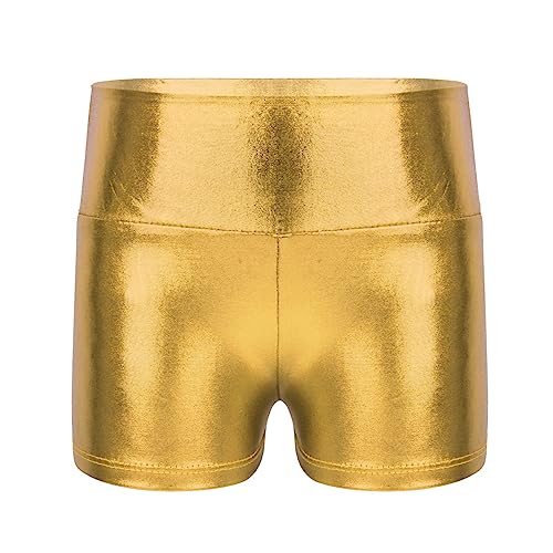 CHICTRY Kinder Mädchen Shorts Ballett Athletic Fitness Tanzhose Metallic Glänzend Kurze Hose Shiny Hot Pants Gymnastik Turnhose Dancewear Gr. 98-164 Gold 152 von CHICTRY