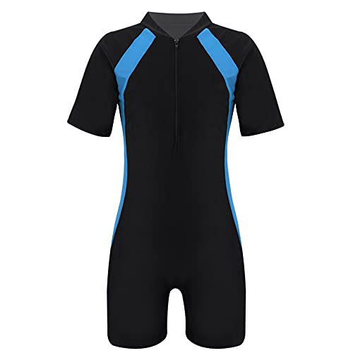 CHICTRY Kinder Neoprenanzüge Jungen Mädchen Rash Guard Einteiler Kurzarm Badeanzüge Neopren Taucheranzug Schnorchelanzug UV-Schutz 50+ Himmelblau 116-128 von CHICTRY