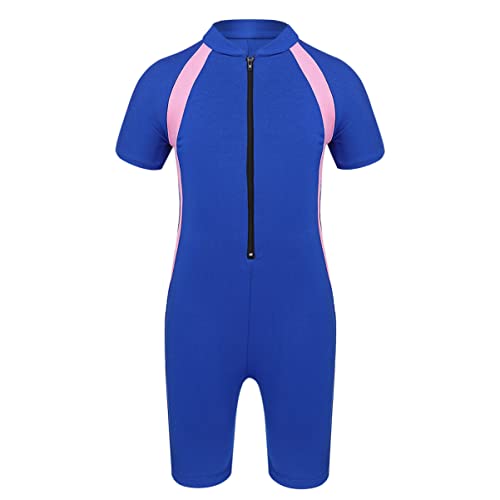 CHICTRY Kinder Neoprenanzüge Jungen Mädchen Rash Guard Einteiler Kurzarm Sport Badeanzüge Neopren Taucheranzug Schnorchelanzug UV-Schutz 50+ Blau C 170-176 von CHICTRY