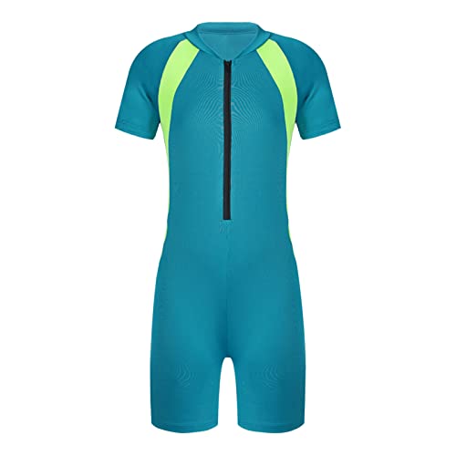 CHICTRY Kinder Neoprenanzüge Jungen Mädchen Rash Guard Einteiler Kurzarm Sport Badeanzüge Neopren Taucheranzug Schnorchelanzug UV-Schutz 50+ Himmelblau C 170-176 von CHICTRY