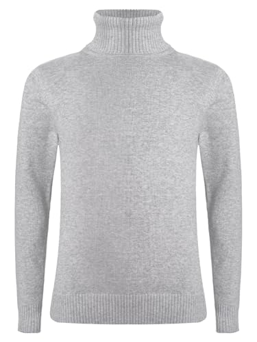 CHICTRY Kinder Strickpullover Jungen Mädchen Langarm Rollkragenshirt Winter Mode Oberteil Feinstrick Pulli Einfarbig Locker Slim Fit Hellgrau 158-164 von CHICTRY