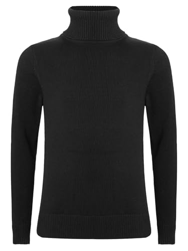 CHICTRY Kinder Strickpullover Jungen Mädchen Langarm Rollkragenshirt Winter Mode Oberteil Feinstrick Pulli Einfarbig Locker Slim Fit Schwarz 170 von CHICTRY