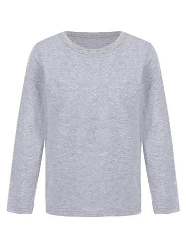 CHICTRY Kinder Thermo Unterhemd Langarm Mädchen Junge Thermoshirt Fußball Trikot Rundhals Jogging Oberteil Thermounterwäsche Atmungsativ Gray C 158-164 von CHICTRY