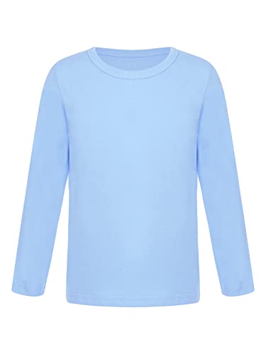 CHICTRY Kinder Thermo Unterhemd Langarm Mädchen Junge Thermoshirt Fußball Trikot Rundhals Jogging Oberteil Thermounterwäsche Atmungsativ Hellblau C 146-152 von CHICTRY