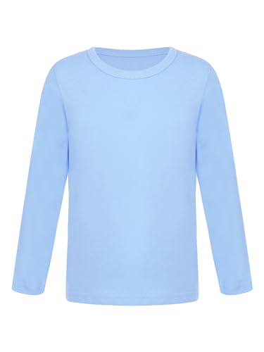 CHICTRY Kinder Thermo Unterhemd Langarm Mädchen Junge Thermoshirt Fußball Trikot Rundhals Jogging Oberteil Thermounterwäsche Atmungsativ Hellblau C 158-164 von CHICTRY