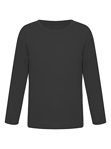 CHICTRY Kinder Thermo Unterhemd Langarm Mädchen Junge Thermoshirt Fußball Trikot Rundhals Jogging Oberteil Thermounterwäsche Atmungsativ Schwarz C 122-128 von CHICTRY