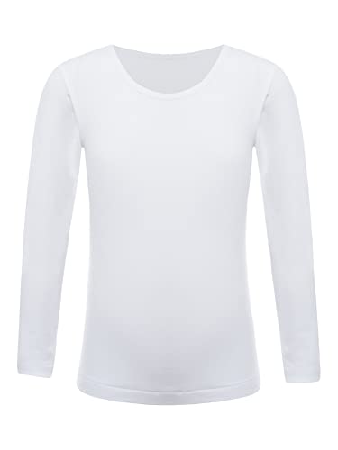 CHICTRY Kinder Thermo Unterhemd Langarm Mädchen Junge Thermoshirt Fußball Trikot Rundhals Jogging Oberteil Thermounterwäsche Atmungsativ Weiß B 122-140 von CHICTRY