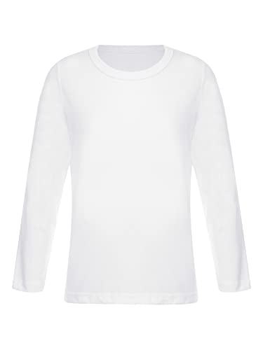 CHICTRY Kinder Thermo Unterhemd Langarm Mädchen Junge Thermoshirt Fußball Trikot Rundhals Jogging Oberteil Thermounterwäsche Atmungsativ Weiß C 158-164 von CHICTRY