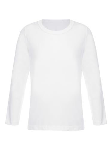 CHICTRY Kinder Thermo Unterhemd Langarm Mädchen Junge Thermoshirt Fußball Trikot Rundhals Jogging Oberteil Thermounterwäsche Atmungsativ Weiß C 170-176 von CHICTRY