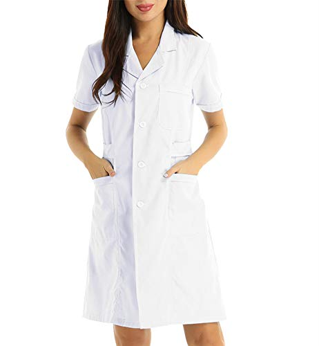 CHICTRY Laborkittel Damen Kurzarm Arztkittel Knielang Button Down Medizin Pflege Uniform Kleid Stretch Berufsmantel Mit Kentkragen Taschen Arbeitskleidung Weiß XXL CHICTRY Laborkittel Damen Kurzarm Arztkittel Knielang Button Down Medizin Pflege Uniform Kleid Stretch Berufsmantel Mit Kentkragen Taschen Arbeitskleidung Weiß XXL von CHICTRY