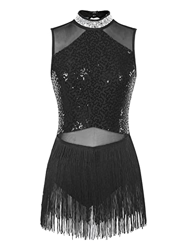 CHICTRY Lateinamerikanische Tanzkleider Damen Pailletten Glitzer Modern Dance Standard Kleid Ärmellos Ballettkleid Cut Out Trainingskleid Dancewear Schwarz S CHICTRY Lateinamerikanische Tanzkleider Damen Pailletten Glitzer Modern Dance Standard Kleid Ärmellos Ballettkleid Cut Out Trainingskleid Dancewear Schwarz S von CHICTRY