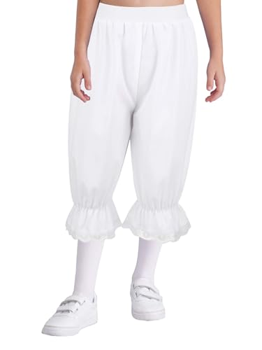 CHICTRY Mädchen Hose Pumphose Viktorianische Rüschen Kürbis Weiß Pantalons Pettipants Renaissance Zigeuner Hosen Shorts Cosplay Verkleidung Weiß 152 von CHICTRY