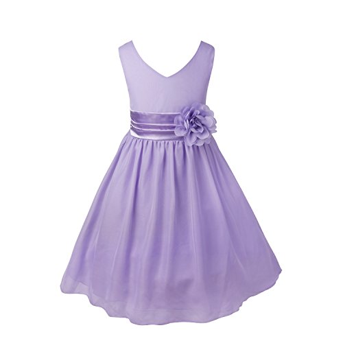 CHICTRY Mädchen Kleider Hochzeit Kinder Ärmellos Blumenmädchenkleid V-Ausschnitt Partykleid Blumenkleid Tüll Geburtstag Festlich Prinzessin Kostüm Lavendel 152 von CHICTRY