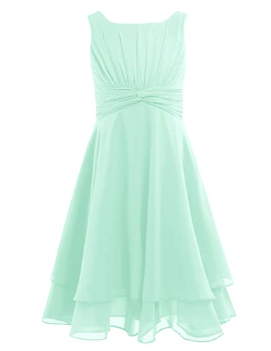 CHICTRY Mädchen Kleider Festlich Hochzeit Partykleid Chiffon Festzug Kinder Brautjungfer Kleider Kinderkleider Gr. 104 116 128 140 152 164 B Mint Grün 140 von CHICTRY