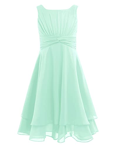 CHICTRY Kinder Kleider Festlich Mädchen Ärmellos Partykleid Chiffon Sommerkleid A Linien Abschlussball Brautjungfer Kleider Prinzessin B Mint Grün 176 von CHICTRY