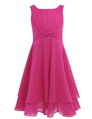 CHICTRY Mädchen Kleider Festlich Hochzeit Partykleid Chiffon Festzug Kinder Brautjungfer Kleider Kinderkleider Gr. 104 116 128 140 152 164 Rose 116 von CHICTRY