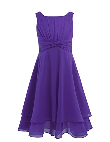 CHICTRY Mädchen Kleider Festlich Hochzeit Partykleid Chiffon Festzug Kinder Brautjungfer Kleider Kinderkleider Gr. 104 116 128 140 152 164 Violett 152 von CHICTRY