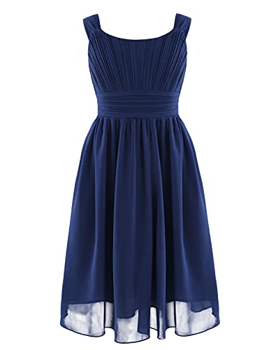 CHICTRY Kinder Kleider Festlich Mädchen Ärmellos Partykleid Chiffon Sommerkleid A Linien Abschlussball Brautjungfer Kleider Prinzessin C Navy Blau 140 von CHICTRY