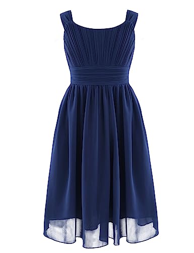 CHICTRY Mädchen Kleider Festlich Hochzeit Partykleid Chiffon Festzug Kinder Brautjungfer Kleider Kinderkleider Gr. 104 116 128 140 152 164 C Navy Blau 152 von CHICTRY