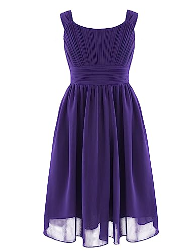 CHICTRY Mädchen Kleider Festlich Hochzeit Partykleid Chiffon Festzug Kinder Brautjungfer Kleider Kinderkleider Gr. 104 116 128 140 152 164 C Violett 164 von CHICTRY