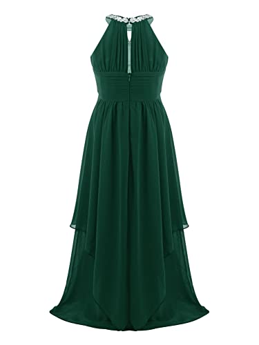 CHICTRY Mädchen Kleider Hochzeit Festlich Pailletten Prinzessin Kostüm Ärmellos Partykleid Glitzer Abendkleid Neckholder Festkleid Party Geburtstag Army Grün 146-152 von CHICTRY