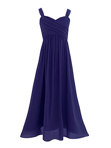 CHICTRY Mädchen Prinzessin Kleid Elegante Ärmellos Chiffon Kleid Hochzeit Brautjungfer Blumenmädchen Geburtstag Party Fasching Ballkleid Lang 4-14 Jahre Marineblau 128 von CHICTRY