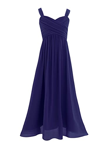 CHICTRY Mädchen Prinzessin Kleid Elegante Ärmellos Chiffon Kleid Hochzeit Brautjungfer Blumenmädchen Geburtstag Party Fasching Ballkleid Lang 4-14 Jahre Marineblau 176 von CHICTRY